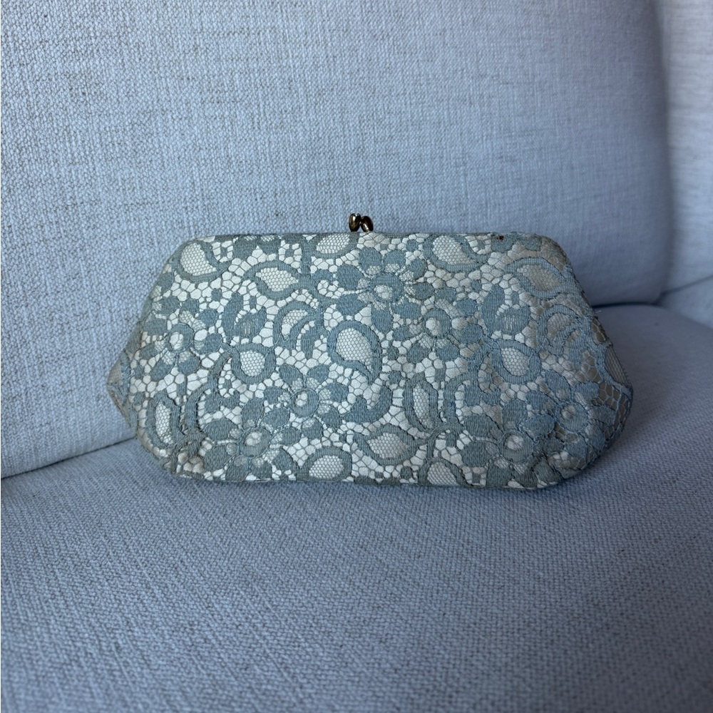 Blue and Gold Lace Evening Clutch